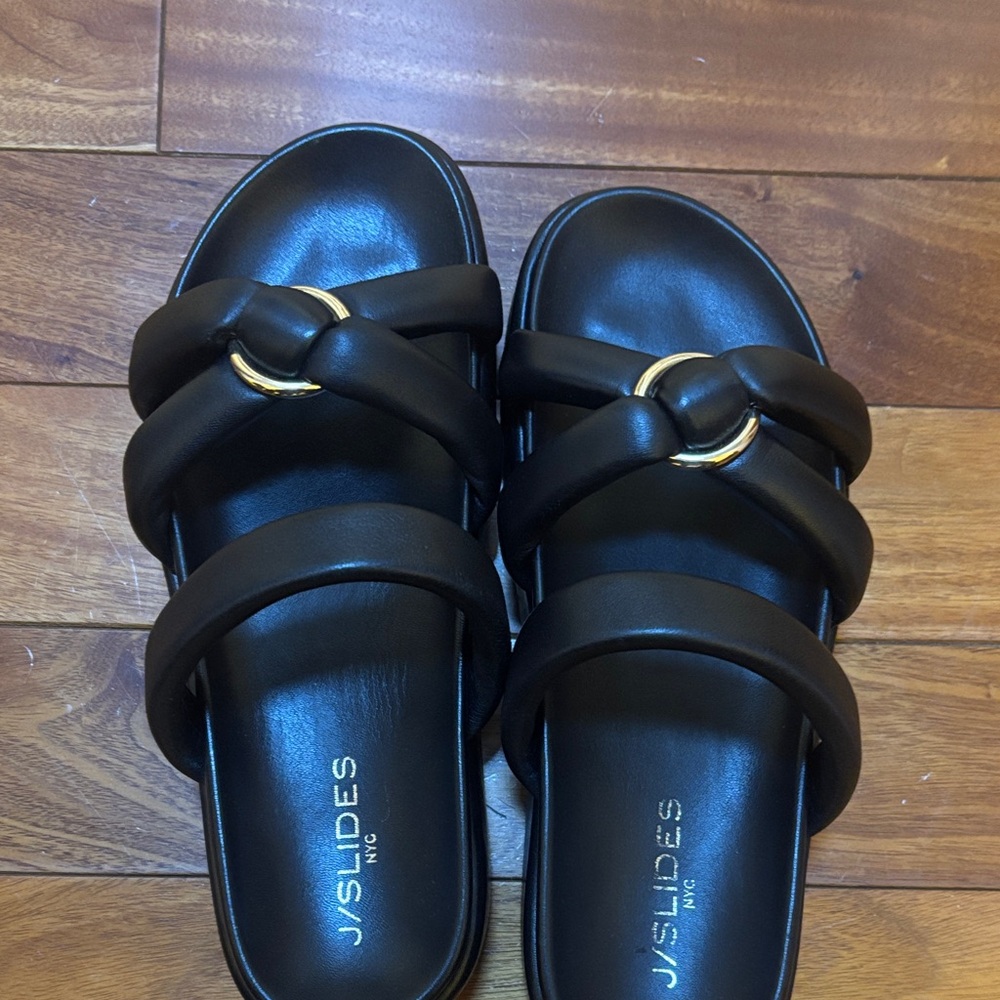 J/SLIDES NYC leather Black Mules with Ring Detail size 9 - Picture 4 of 12